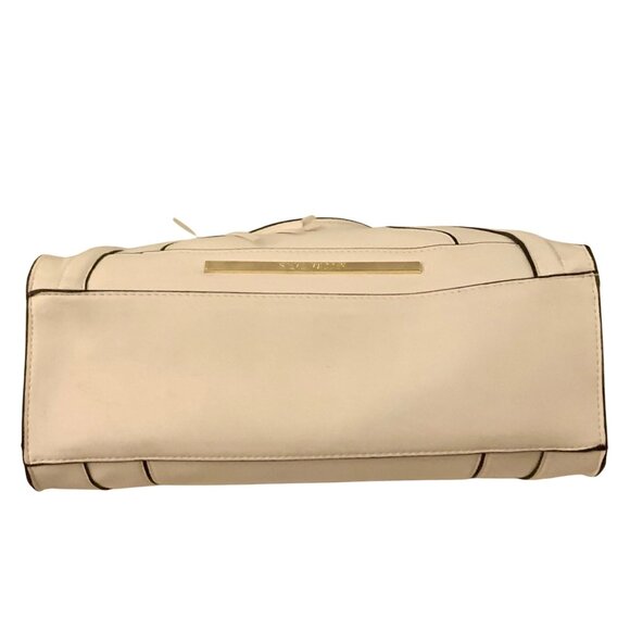 Steve Madden Cream Satchel Bag Handbag Tassel Accent Black Gold Details - Picture 6 of 15